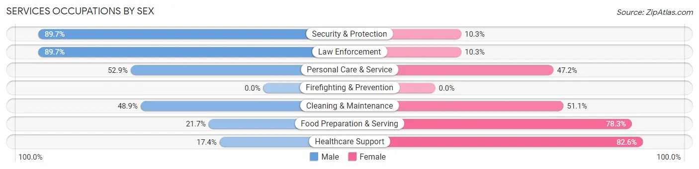 Services Occupations by Sex in Zip Code 56362