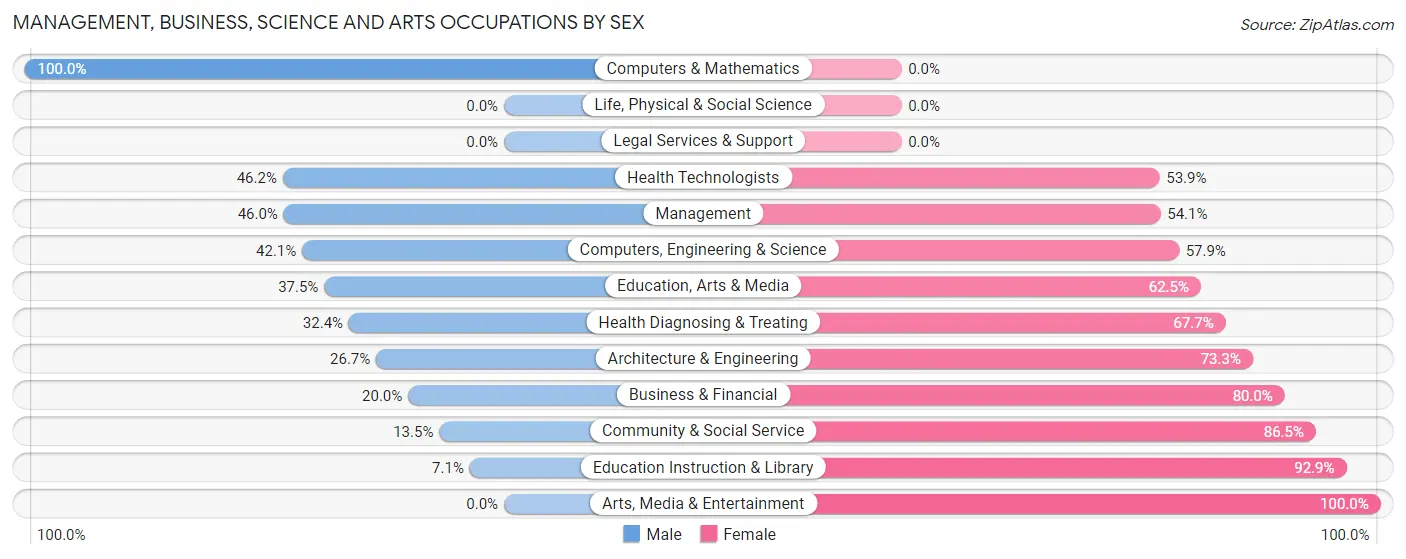 Management, Business, Science and Arts Occupations by Sex in Zip Code 56375