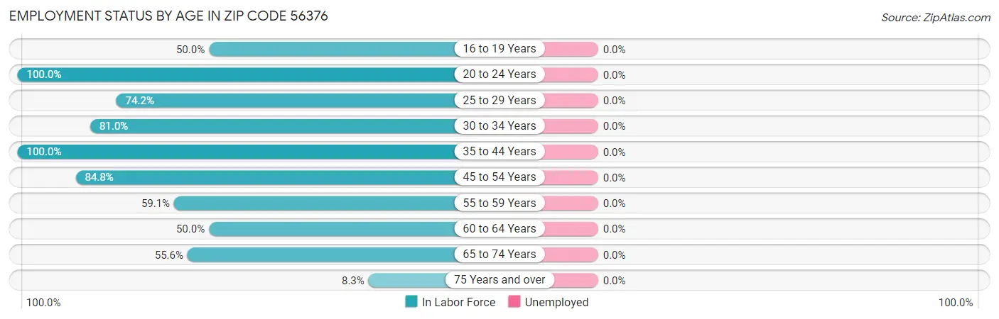 Employment Status by Age in Zip Code 56376