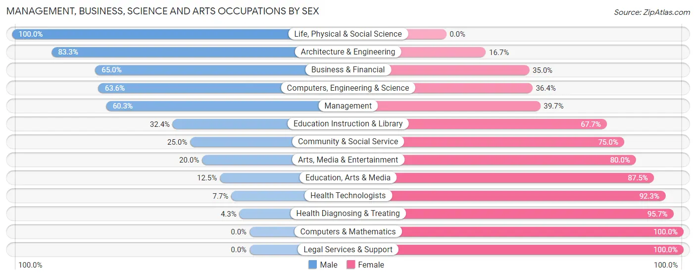 Management, Business, Science and Arts Occupations by Sex in Zip Code 56382