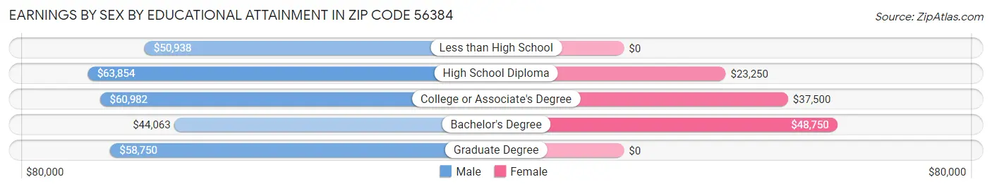 Earnings by Sex by Educational Attainment in Zip Code 56384