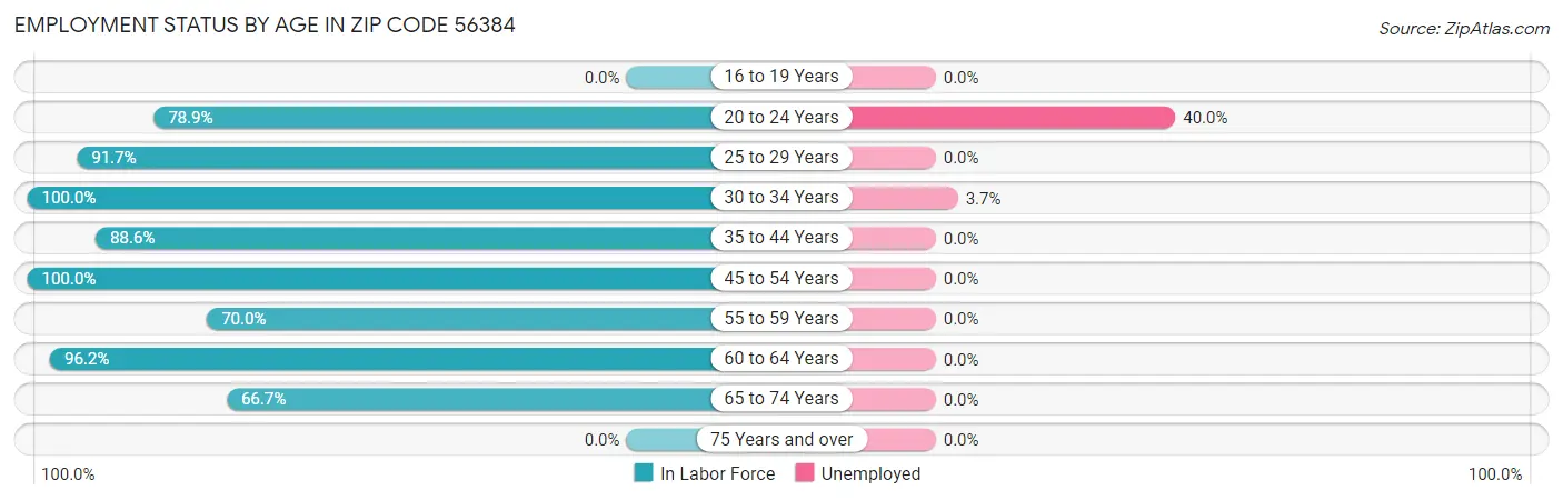 Employment Status by Age in Zip Code 56384