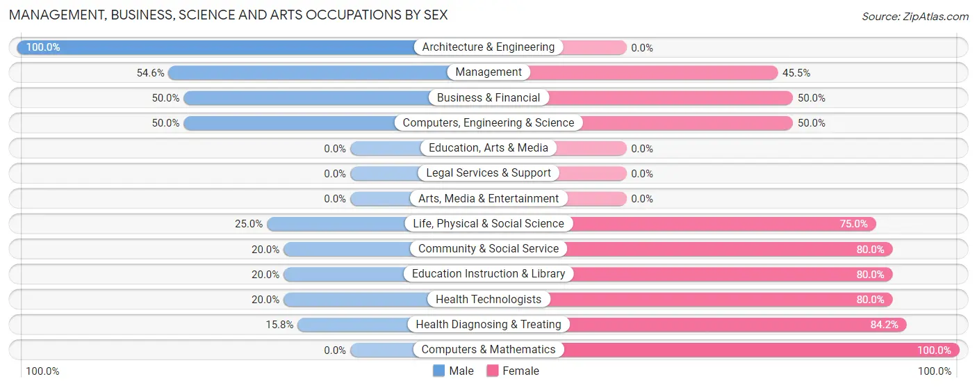 Management, Business, Science and Arts Occupations by Sex in Zip Code 56386