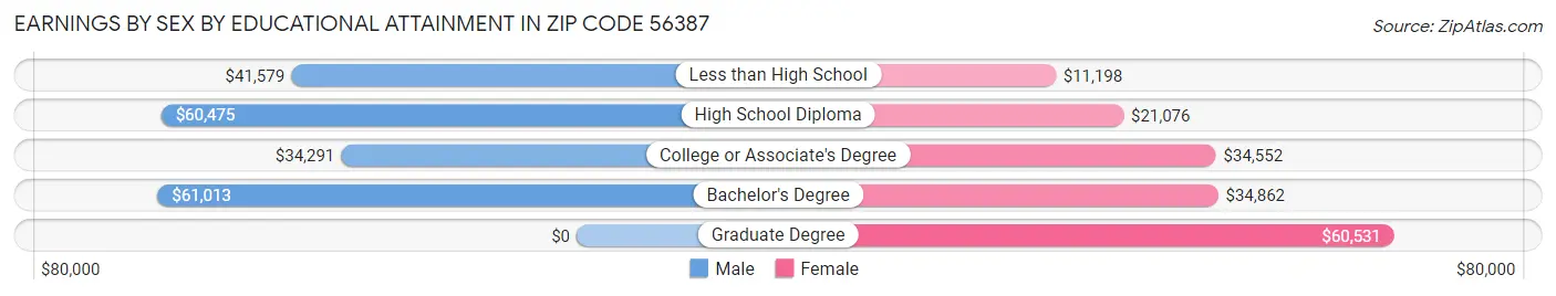 Earnings by Sex by Educational Attainment in Zip Code 56387