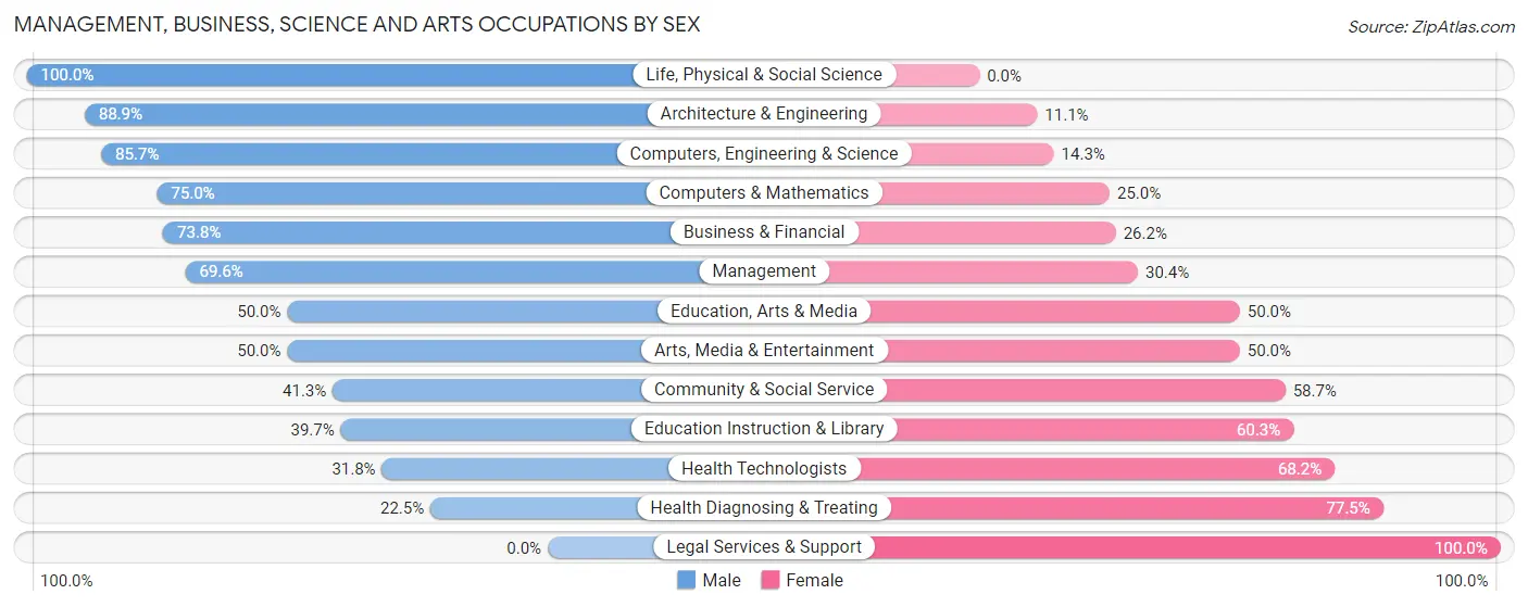 Management, Business, Science and Arts Occupations by Sex in Zip Code 56441