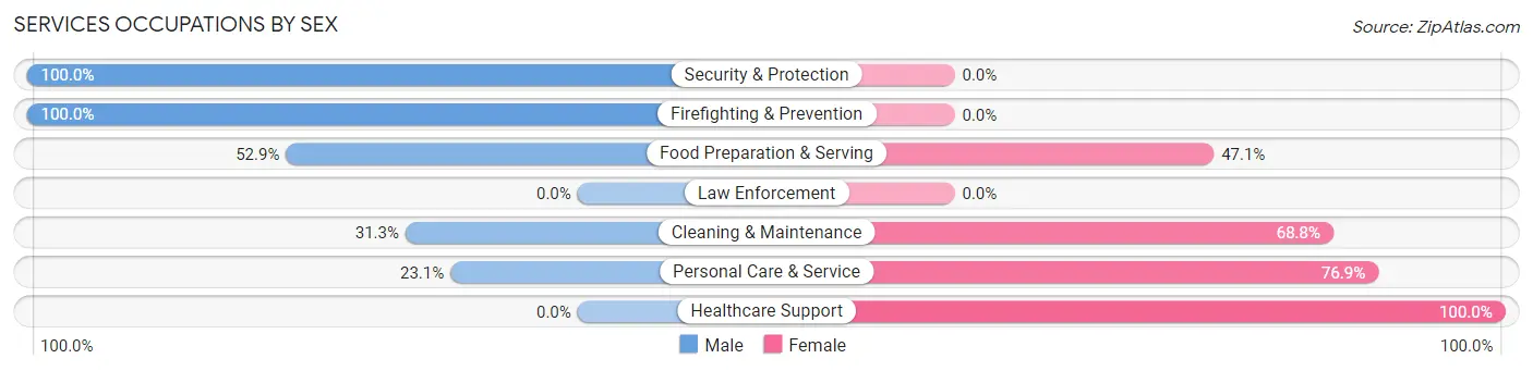 Services Occupations by Sex in Zip Code 56443