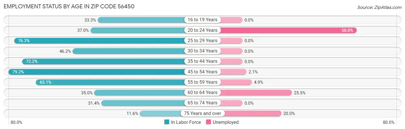 Employment Status by Age in Zip Code 56450