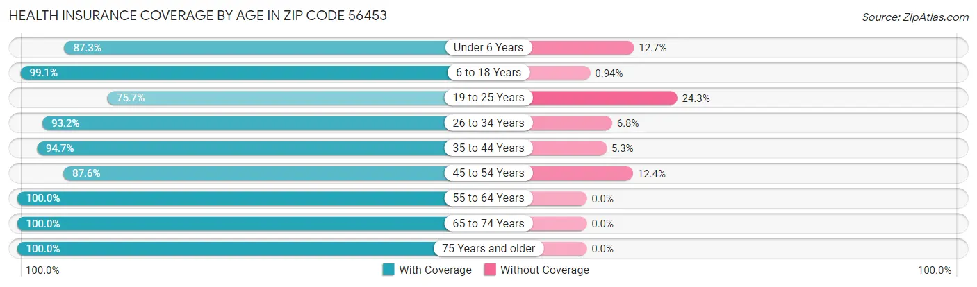 Health Insurance Coverage by Age in Zip Code 56453