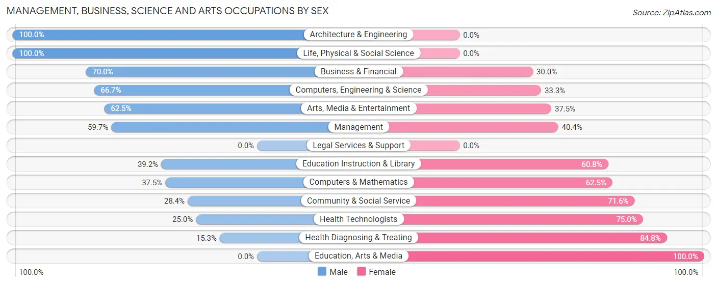 Management, Business, Science and Arts Occupations by Sex in Zip Code 56455
