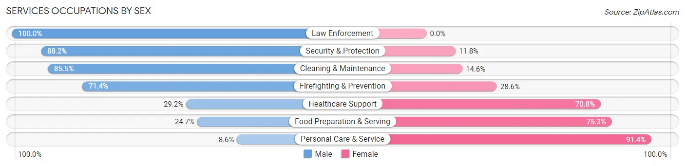 Services Occupations by Sex in Zip Code 56461