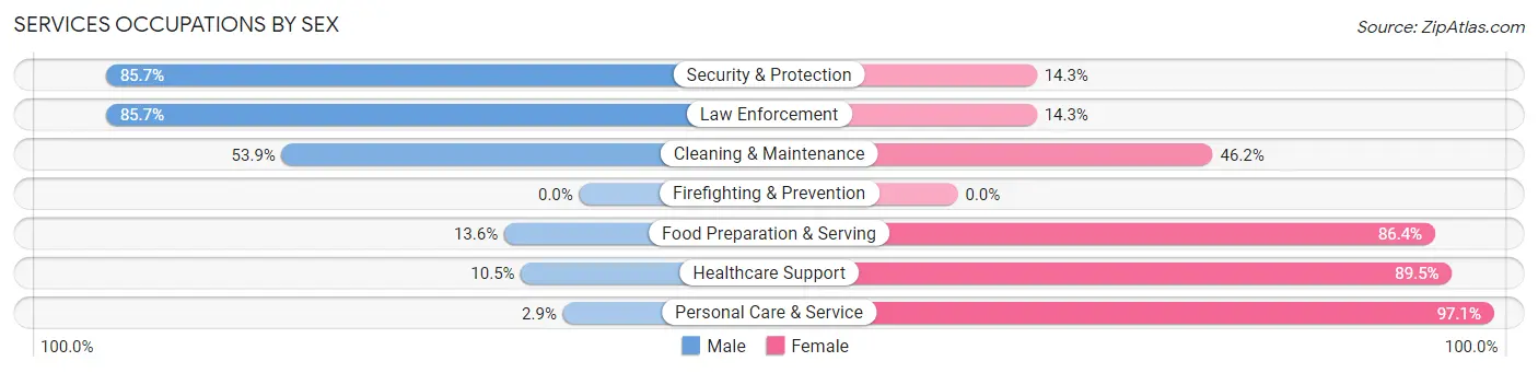 Services Occupations by Sex in Zip Code 56464