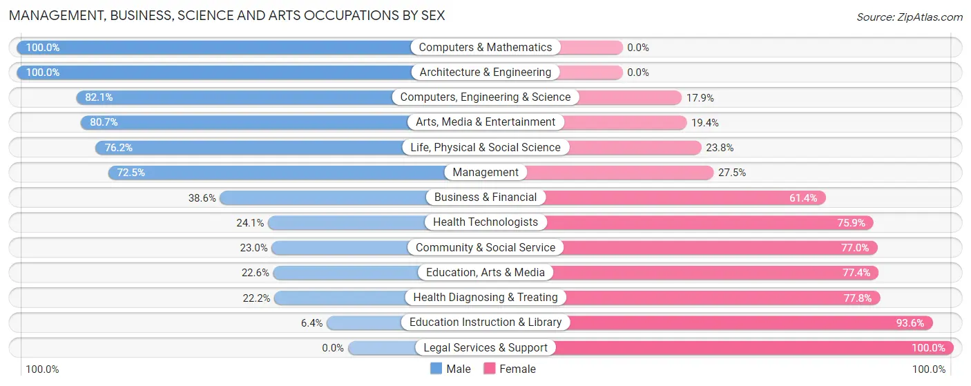 Management, Business, Science and Arts Occupations by Sex in Zip Code 56510