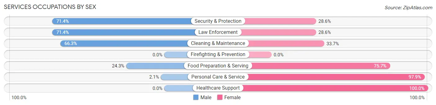 Services Occupations by Sex in Zip Code 56520