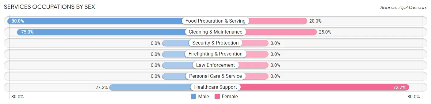 Services Occupations by Sex in Zip Code 56523