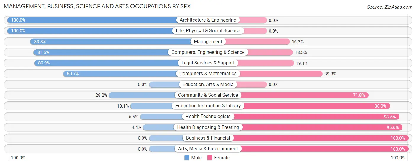 Management, Business, Science and Arts Occupations by Sex in Zip Code 56529