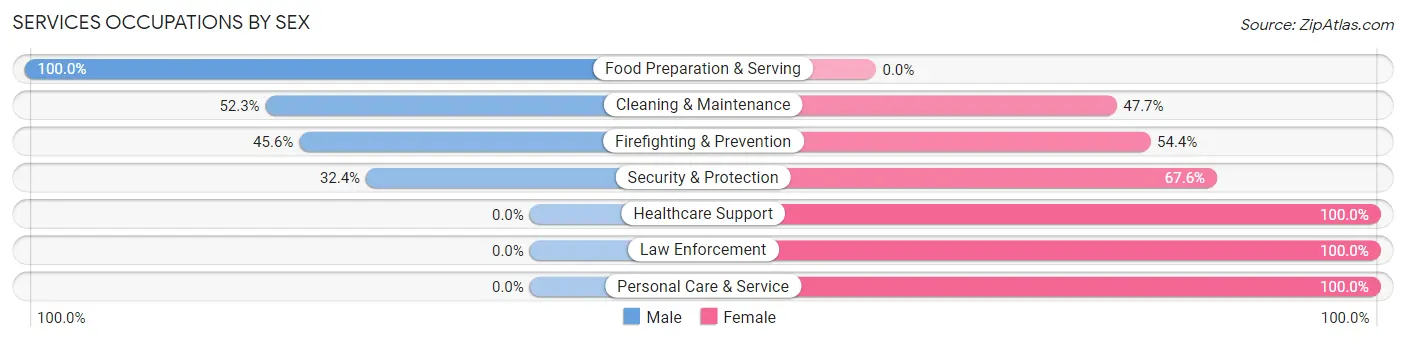 Services Occupations by Sex in Zip Code 56529