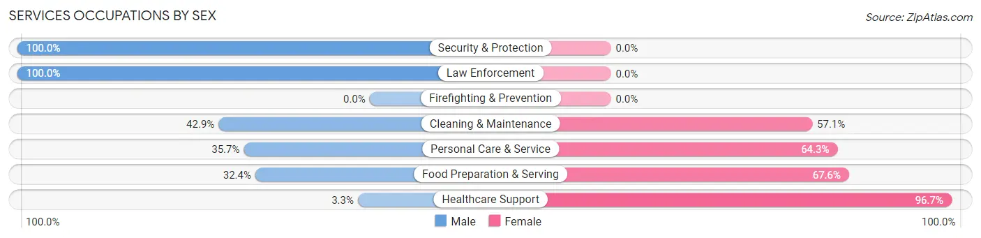 Services Occupations by Sex in Zip Code 56540