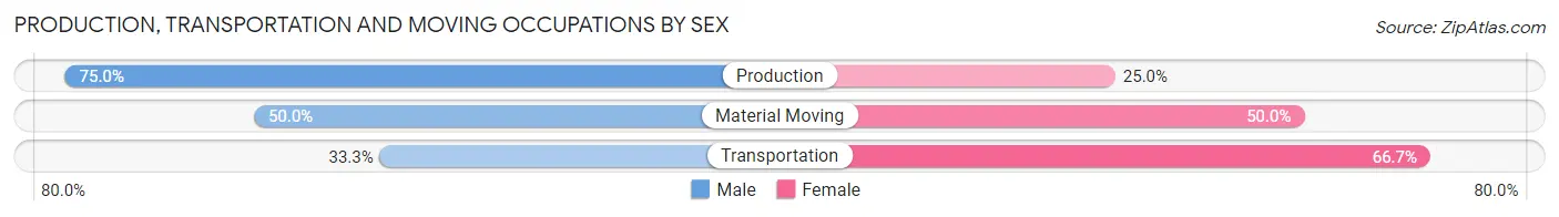 Production, Transportation and Moving Occupations by Sex in Zip Code 56543