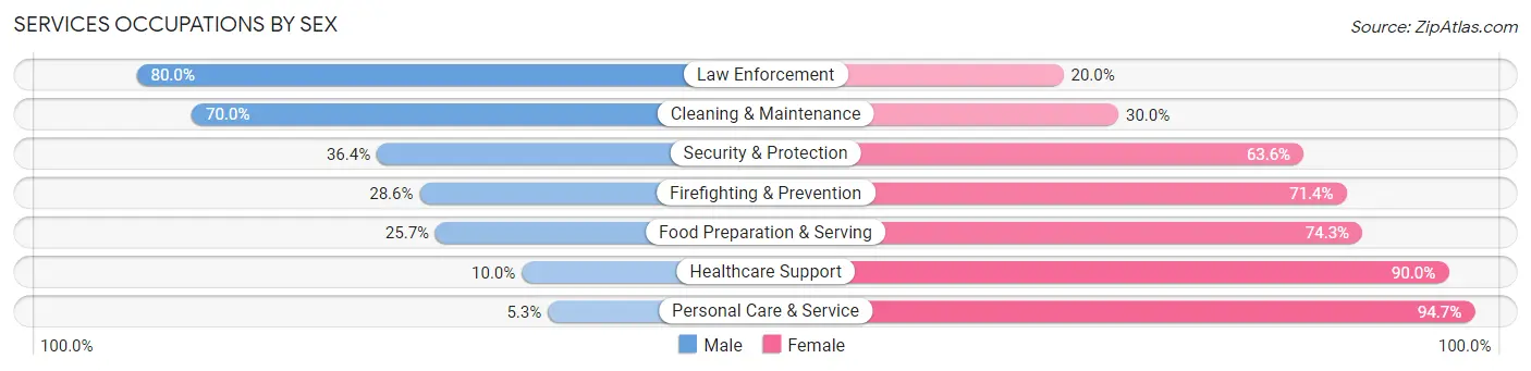Services Occupations by Sex in Zip Code 56547