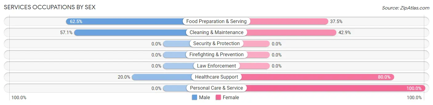 Services Occupations by Sex in Zip Code 56550