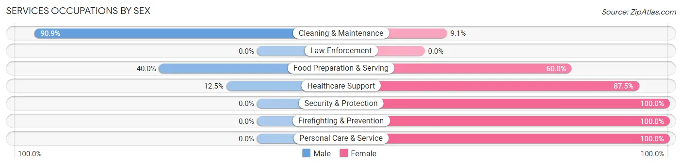 Services Occupations by Sex in Zip Code 56552