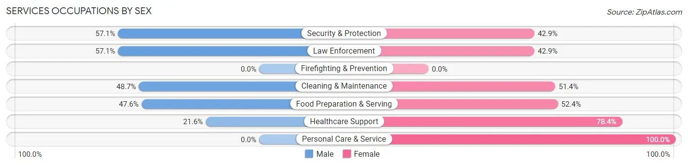 Services Occupations by Sex in Zip Code 56554