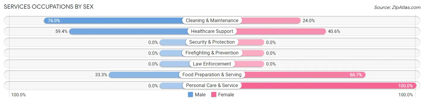 Services Occupations by Sex in Zip Code 56556