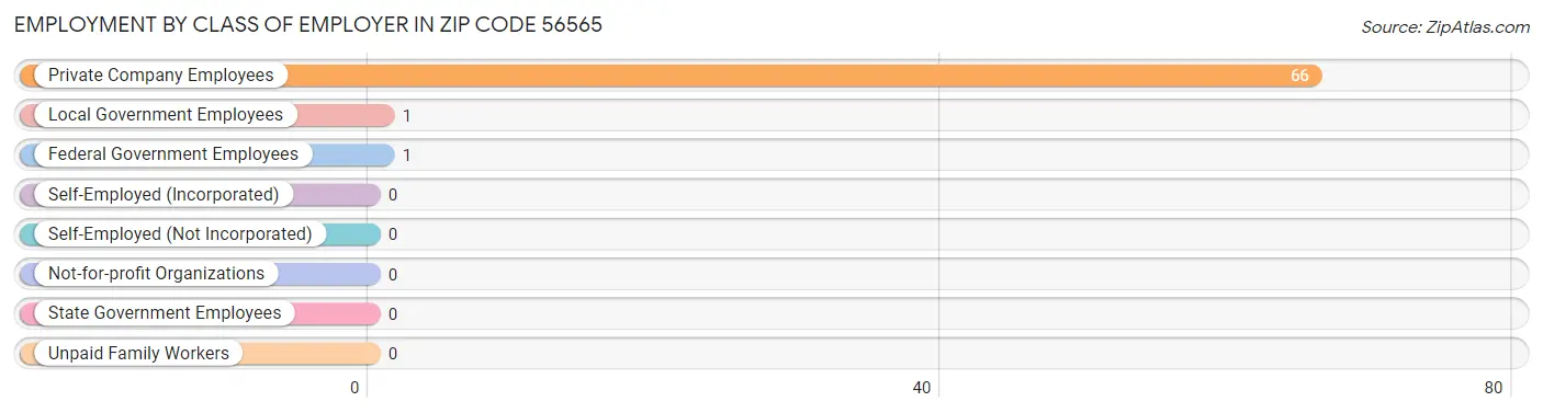 Employment by Class of Employer in Zip Code 56565