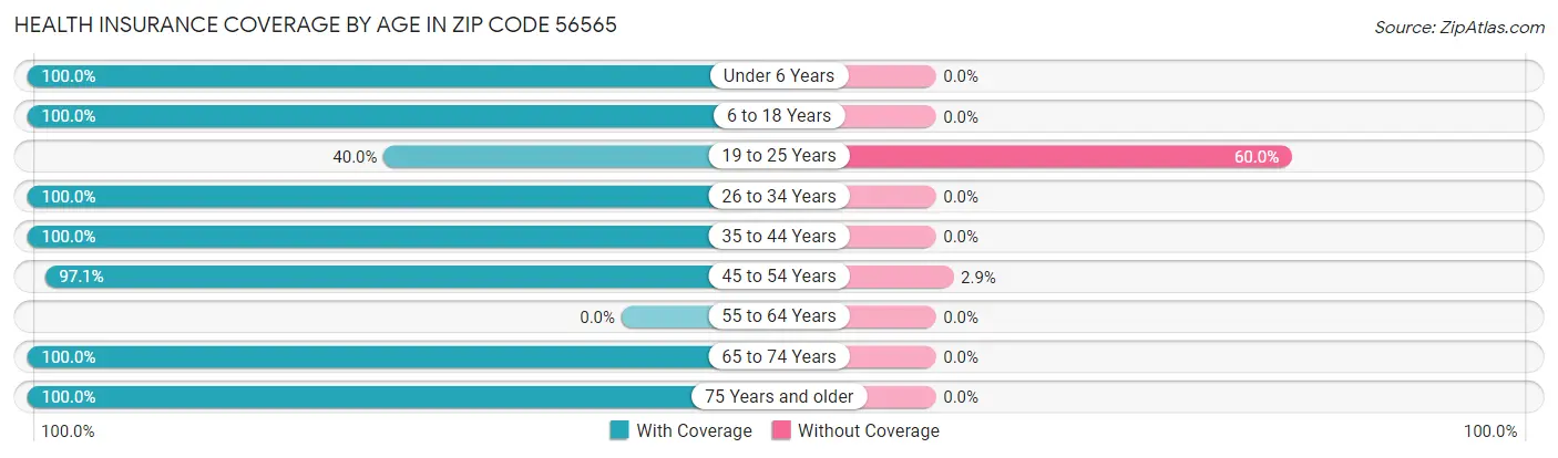 Health Insurance Coverage by Age in Zip Code 56565