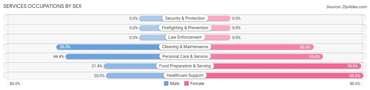 Services Occupations by Sex in Zip Code 56566