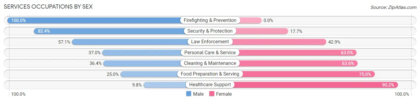 Services Occupations by Sex in Zip Code 56569