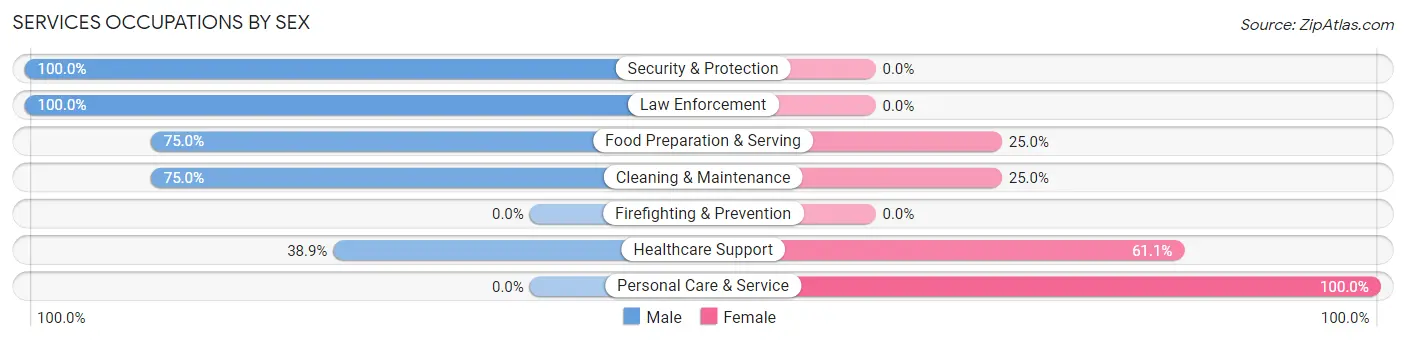 Services Occupations by Sex in Zip Code 56579
