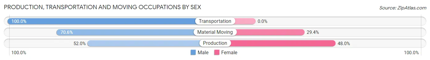 Production, Transportation and Moving Occupations by Sex in Zip Code 56580