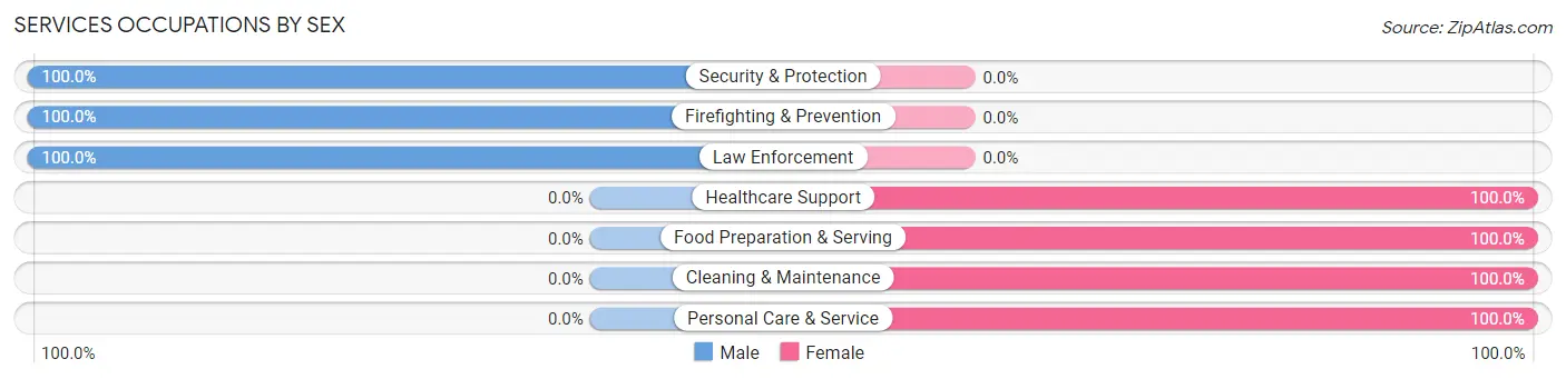 Services Occupations by Sex in Zip Code 56581
