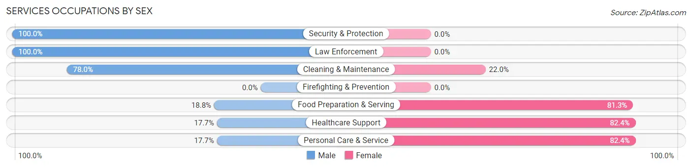 Services Occupations by Sex in Zip Code 56586