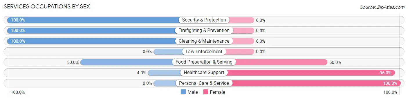 Services Occupations by Sex in Zip Code 56587