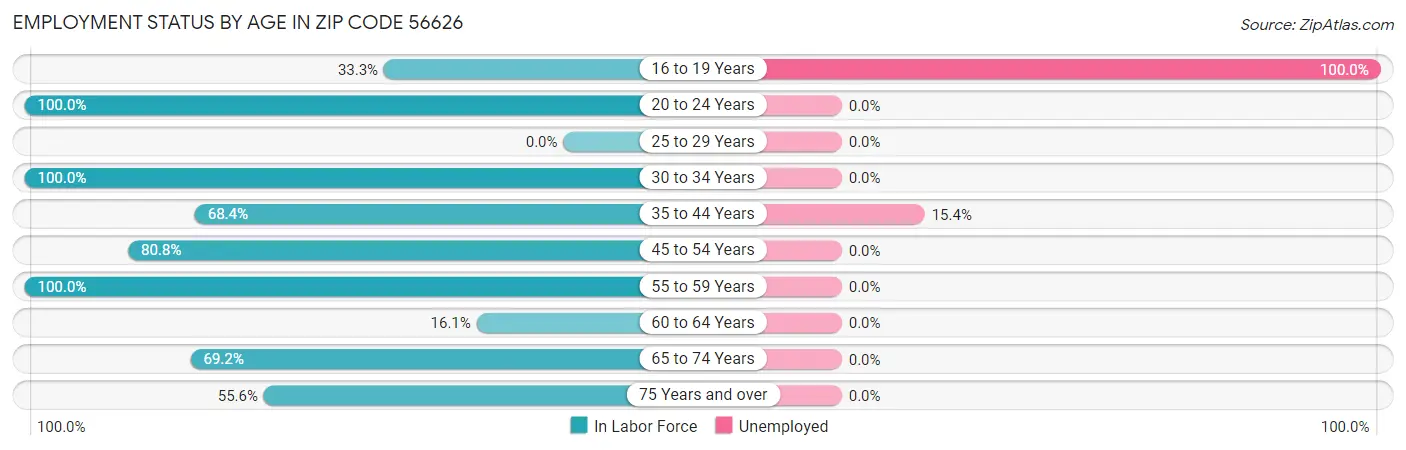 Employment Status by Age in Zip Code 56626