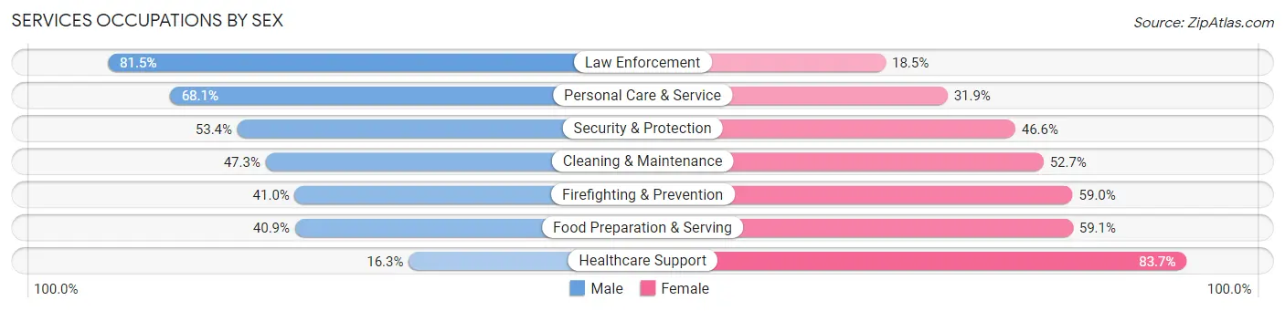 Services Occupations by Sex in Zip Code 56633