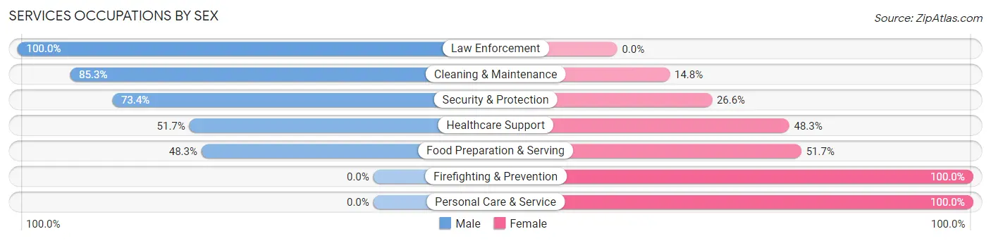 Services Occupations by Sex in Zip Code 56671
