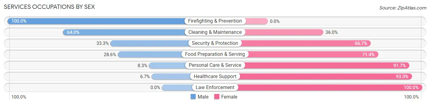 Services Occupations by Sex in Zip Code 56676