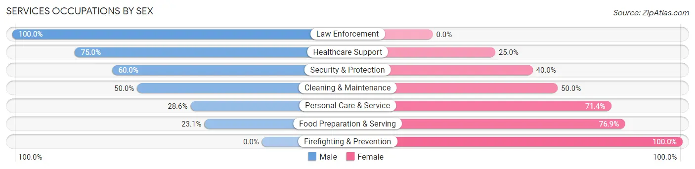 Services Occupations by Sex in Zip Code 56678