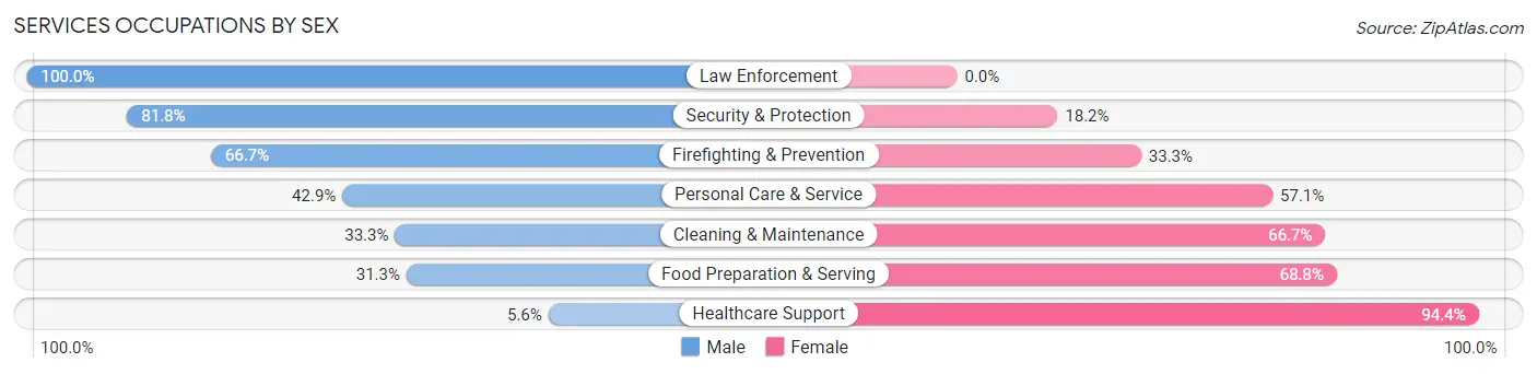 Services Occupations by Sex in Zip Code 56683
