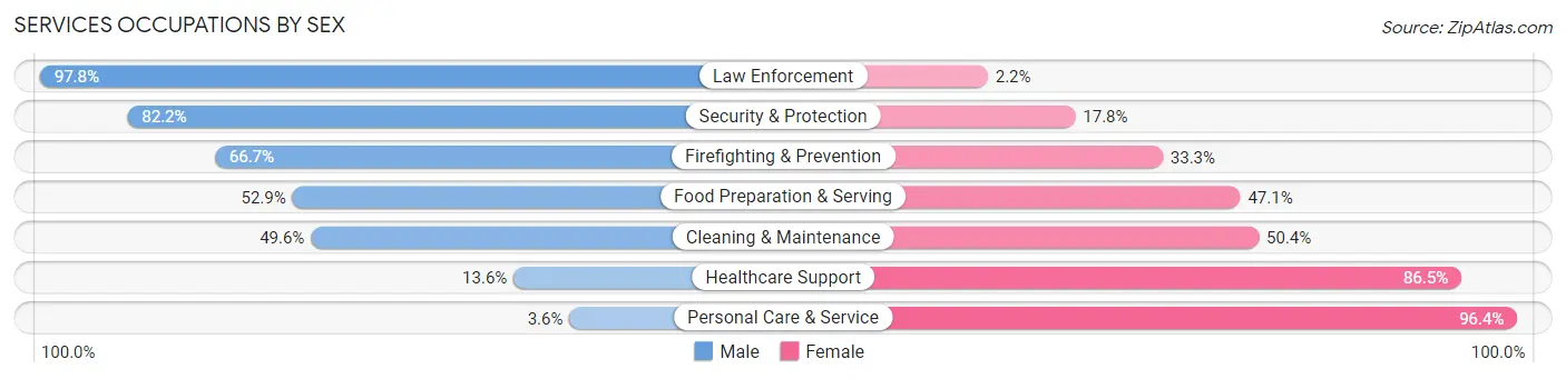 Services Occupations by Sex in Zip Code 56701