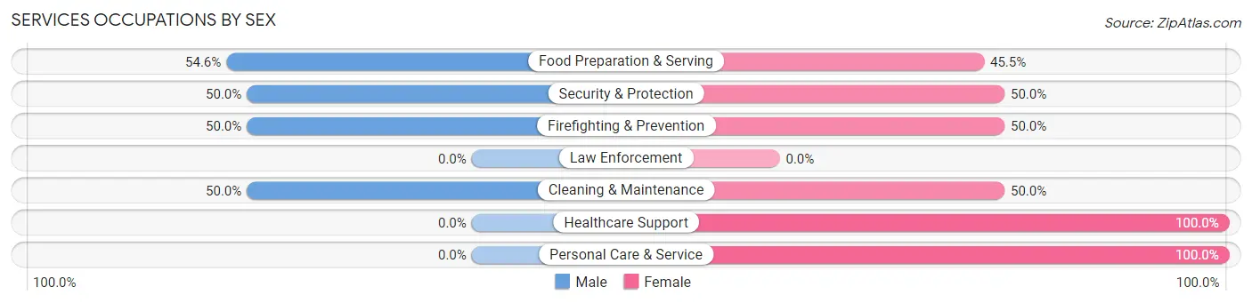 Services Occupations by Sex in Zip Code 56722