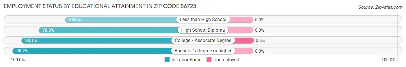 Employment Status by Educational Attainment in Zip Code 56723