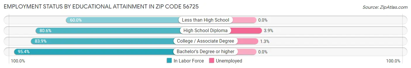 Employment Status by Educational Attainment in Zip Code 56725