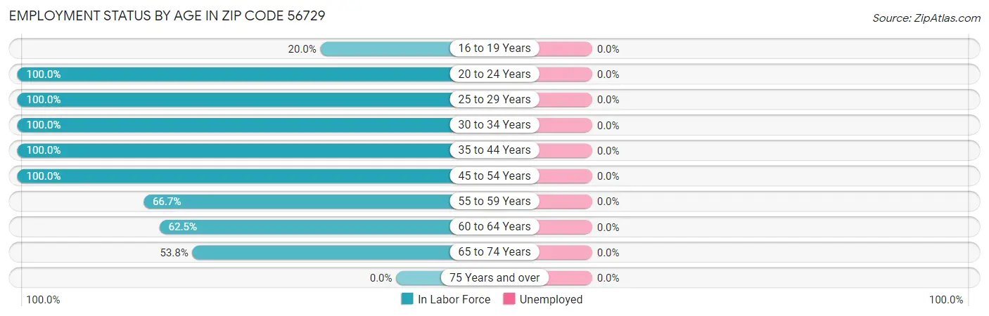 Employment Status by Age in Zip Code 56729