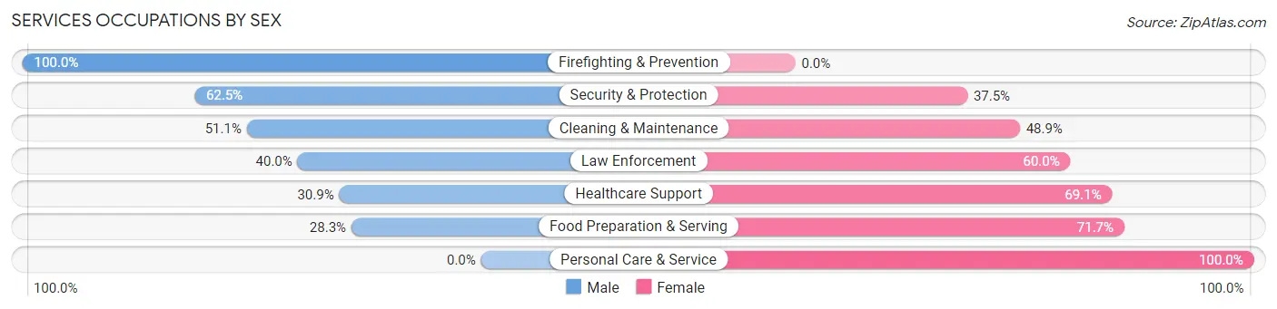 Services Occupations by Sex in Zip Code 56750