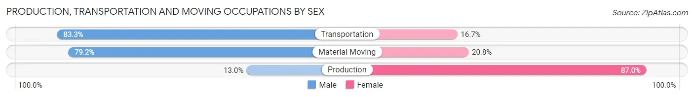 Production, Transportation and Moving Occupations by Sex in Zip Code 56762