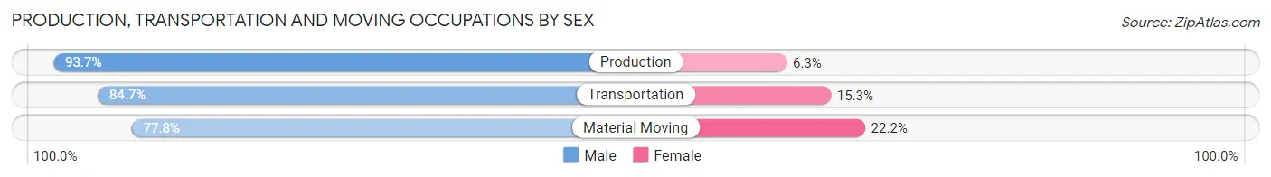 Production, Transportation and Moving Occupations by Sex in Zip Code 57029